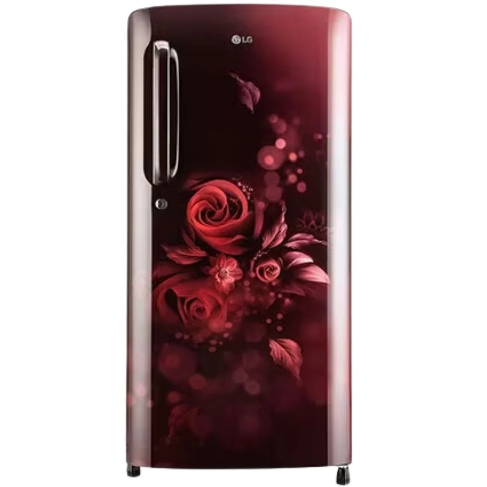 LG 210 Ltr, 3 Star Single Door Refrigerator, Smart Inverter Compressor With Base Stand Drawer, Scarlet Aura, GL-D231ASAD